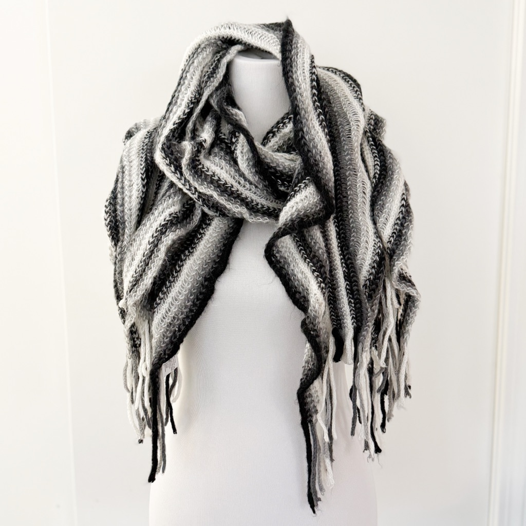 Striped Ruffle Knit Winter Scarf